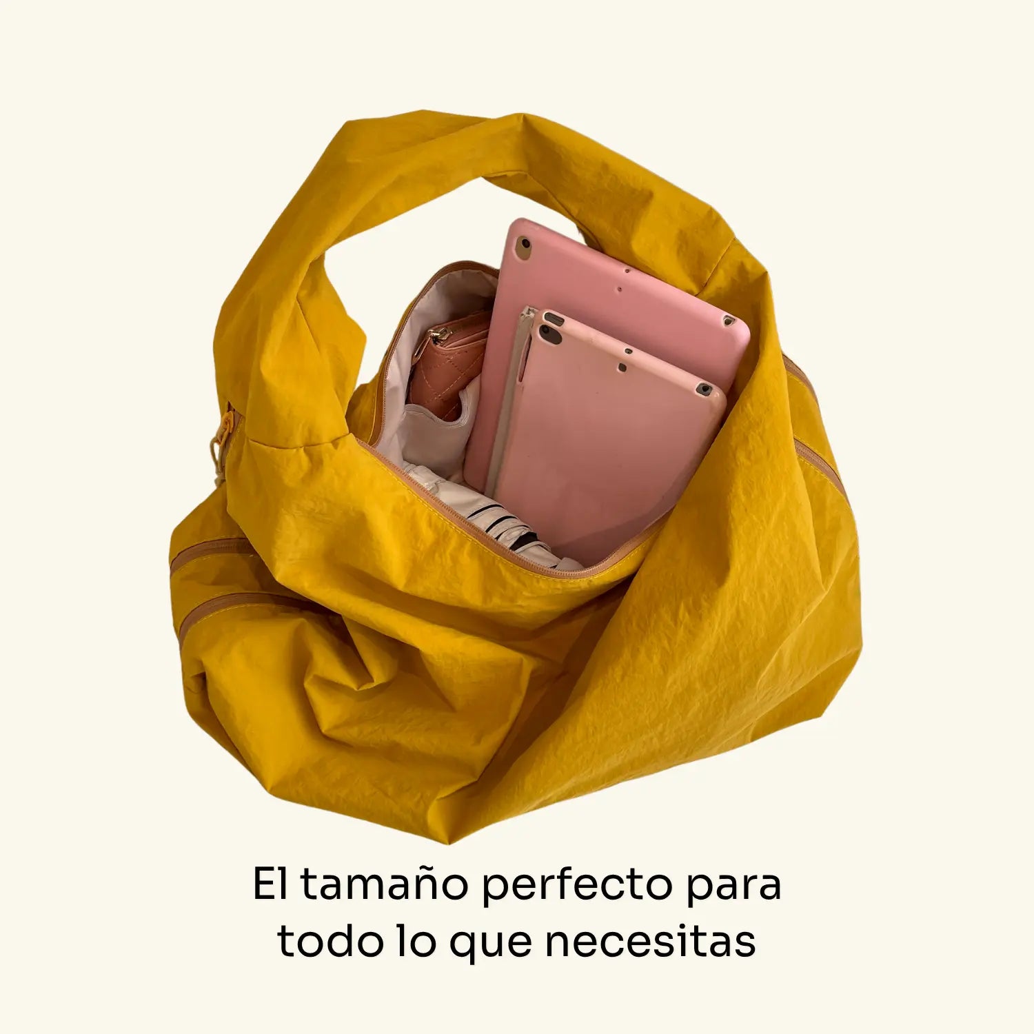 Lumi Tote - WB0165 - Bolsa estilo hobo amplia, ligera y funcional con compartimentos ocultos y textura suave al tacto